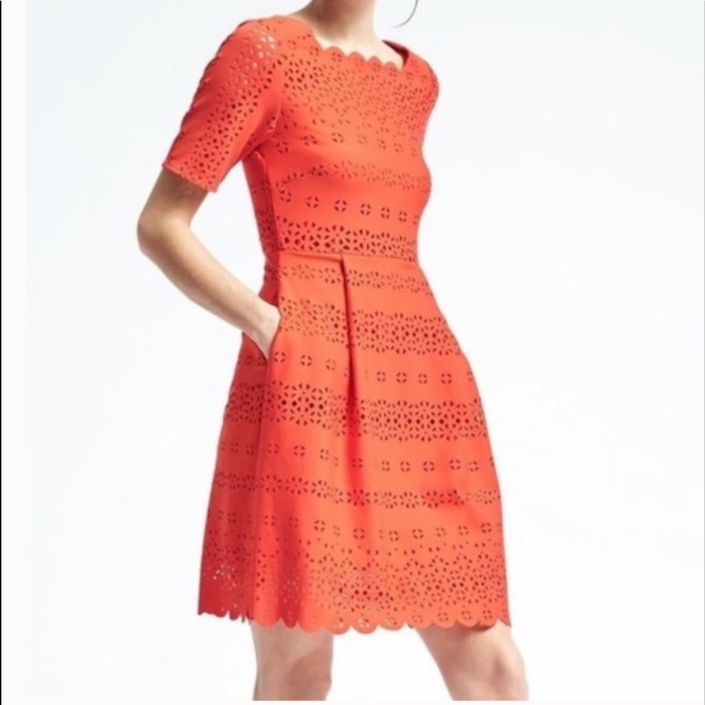 Banana Republic Orange Eyelet Dress